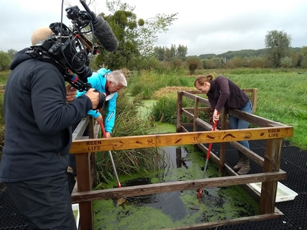  Derek Brockway and Gemma Bodé being filmed at Magor Marsh